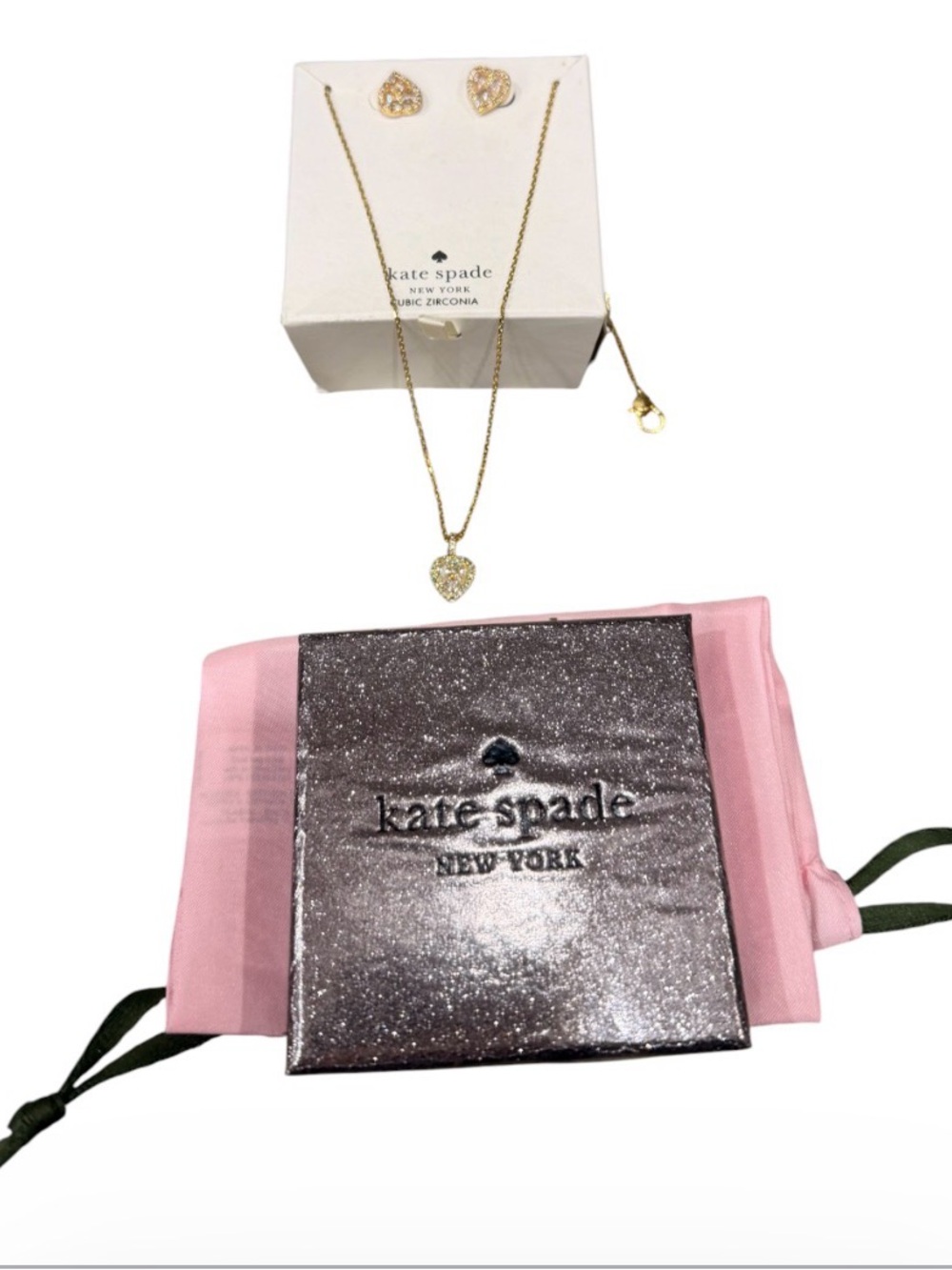 kate spade Gold Heart Necklace and Stud Earring Set